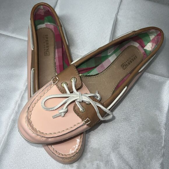 Sperry Topsider Women's Angel Fish Pink Patent Leather Plaid inside Boat zs 7.5 - Picture 5 of 14